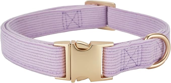 Soft Corduroy Fibric Dog Collar with High Grade Metal Buckle, for Small Dogs.(Purple,Small:10-15")