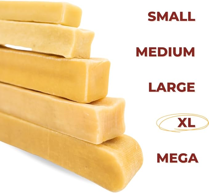 Bully Bunches Extra Large Authentic Yak Cheese Himalayan Chews for Large Dogs & Aggressive Chewers - All Natural Dog Treat Dental Chews, Made with Real Yak Milk - Lactose & Rawhide Free (6 PK)
