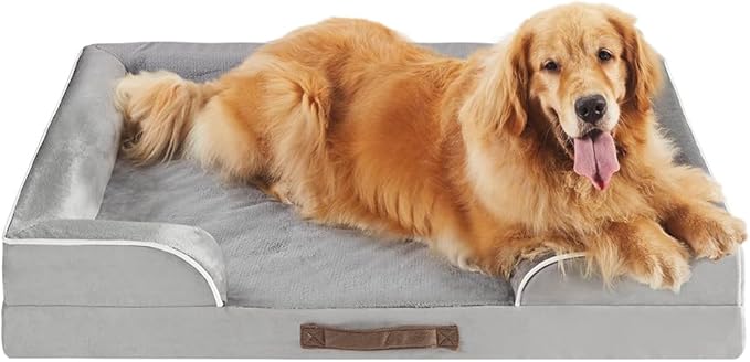 Friends Forever Orthopedic Dog Bed for Extra Large Dogs, Waterproof Memory Foam Dog Sofa Bed XL with Removable Washable Cover, Ally Grey, 42x32x7