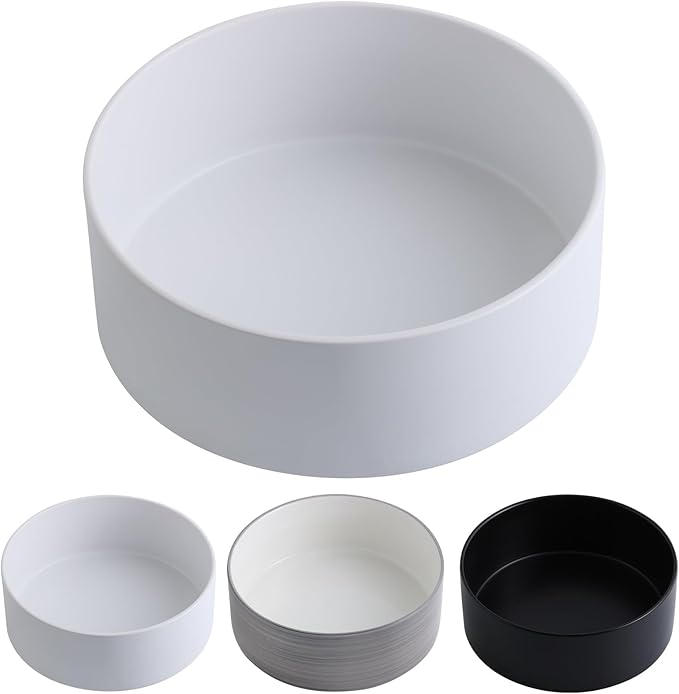 White Dog Bowl Ceramic for Medium Large Breed,Dog Food Water Dish Heavy Weighted, Non Slip Porcelain Extra Large Big 9.4 in Pet Bowl