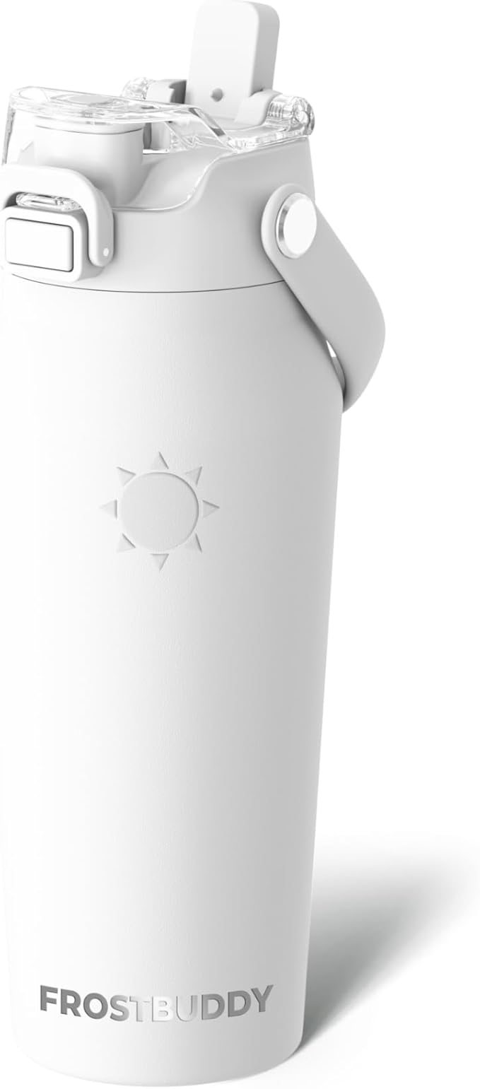 Frost Buddy 16oz Insulated Water Bottle with Straw & Chug Lid | Leak-Proof Stainless Steel | 24-Hours Cold | Sweat-Proof, Cup Holder Friendly | Ideal for Gym, Travel, Sports & Everyday Hydration