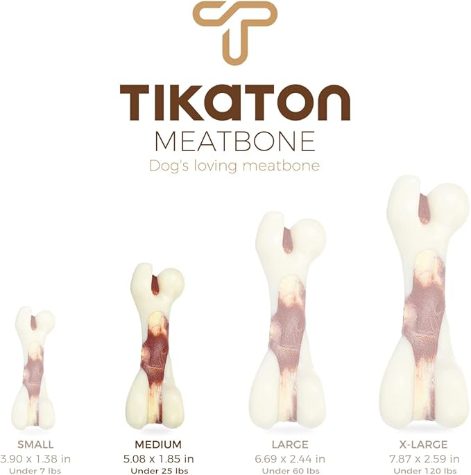 Tikaton Indestructible Dog Chew Toys for Aggressive Chewers, Beef Flavor Durable Dog Teething Chew Toys Bones for Large/Medium/Small Puppies