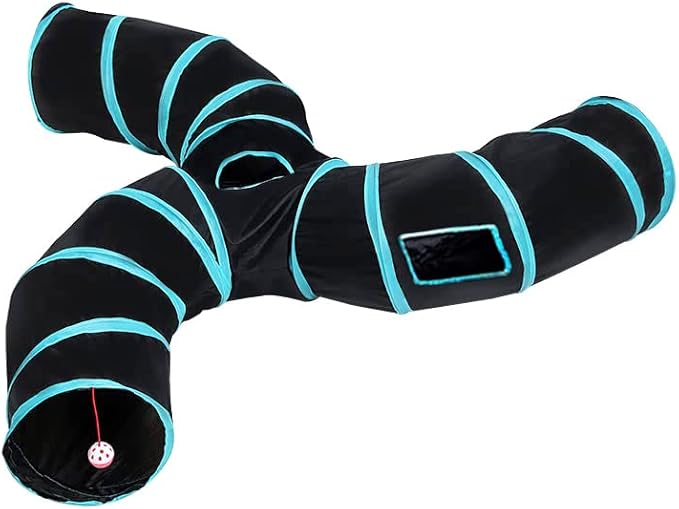 Cat Tunnel,3 Way Large Collapsible Tunnels Tube Upgrade with 4 Peek Hole,S-Shaped Maze House Play Toy Interactive Cat Toy for Cat Kitten Kitty Rabbit