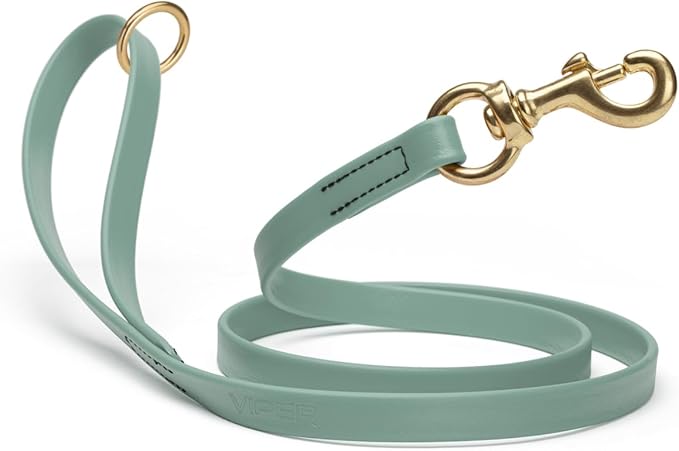 Viper Biothane K9 Working Dog Leash Waterproof Lead for Tracking Training Schutzhund Odor-Proof Long Line with Solid Brass Snap for Puppy Medium and Large Dogs 6ft, Sage Green