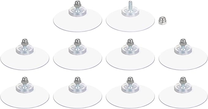 uxcell 10 Packs Suction Cups for Glass 50mm/2" Dia Clear PVC Window Glass Suction Sucker Pads with M4 x 10mm Screw for Window Bathroom Door Glass Wall Car Sun Shade