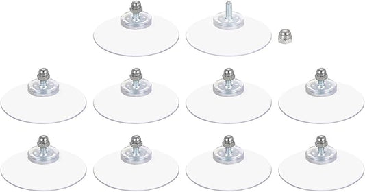 uxcell 10 Packs Suction Cups for Glass 50mm/2" Dia Clear PVC Window Glass Suction Sucker Pads with M4 x 10mm Screw for Window Bathroom Door Glass Wall Car Sun Shade