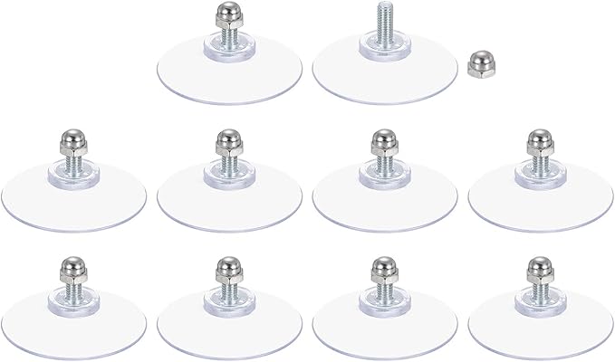 uxcell 10 Packs Suction Cups for Glass 50mm/2" Dia Clear PVC Window Glass Suction Sucker Pads with M6 x 14mm Screw for Window Bathroom Door Glass Wall Car Sun Shade