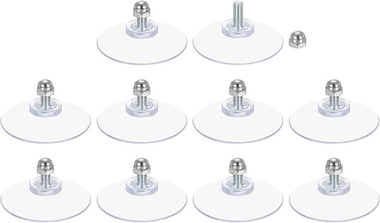 uxcell 10 Packs Suction Cups for Glass 50mm/2" Dia Clear PVC Window Glass Suction Sucker Pads with M6 x 14mm Screw for Window Bathroom Door Glass Wall Car Sun Shade