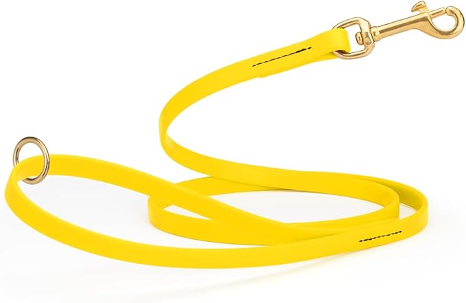 Viper Biothane K9 Working Dog Leash Waterproof Lead for Tracking Training Schutzhund Odor-Proof Long Line with Solid Brass Snap for Puppy Medium and Large Dogs 6ft, Lemon Yellow