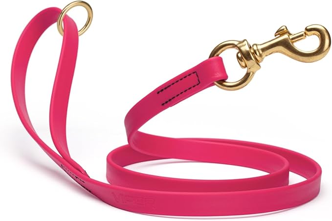 Viper Biothane K9 Working Dog Leash Waterproof Lead for Tracking Training Schutzhund Odor-Proof Long Line with Solid Brass Snap for Puppy Medium and Large Dogs 4ft, Passionfruit Pink