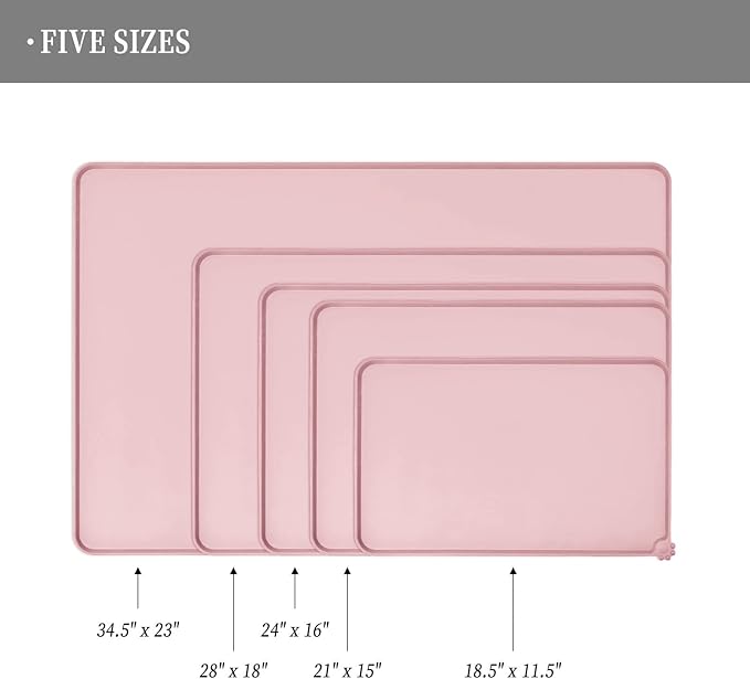 Waterproof Pet Feeding Mat with High Raised Edges, Heavier and Thicker Placemats for Cat Dog Water Bowl with BPA Free, Dogs Cats Food Mats for Messy Drinkers to Prevent Spill and Protect Floors