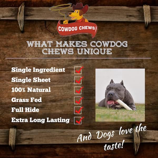 Cowdog Chews Retriever Roll 9-10 inch All Natural Rawhide Dog Treat (5 Pack)