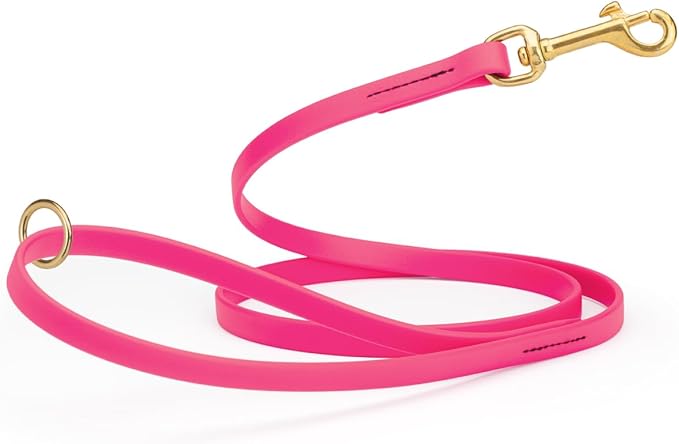 Viper Biothane K9 Working Dog Leash Waterproof Lead for Tracking Training Schutzhund Odor-Proof Long Line with Solid Brass Snap for Puppy Medium and Large Dogs 4ft, Passionfruit Pink