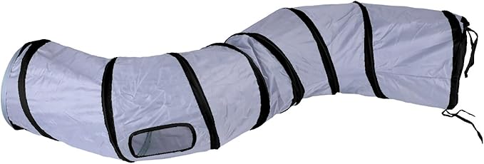 Cat Tunnel for Indoor Cats, Rabbit Tunnel Toys, Pet Toys Play Tunnels for Cats Kittens Rabbits Puppies Crinkle Pop Up Dark Grey 47" Shape S