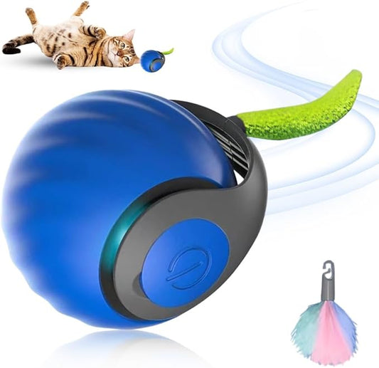 Upgrade Speedy 3.0 Tail Cat Toy, 2026 New Speedy Tail Interactive Cat Toy for Indoor Cats, USB Rechargeable Automatic Moving Smart Cat Toys Ball with Tail Two Speed Adjustment (Blue, 1PC)