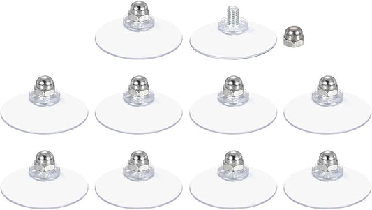 uxcell 10 Packs Suction Cups for Glass 40mm/1.6" Dia Clear PVC Window Glass Suction Sucker Pads with M6 x 8mm Screw for Window Bathroom Door Glass Wall Car Sun Shade