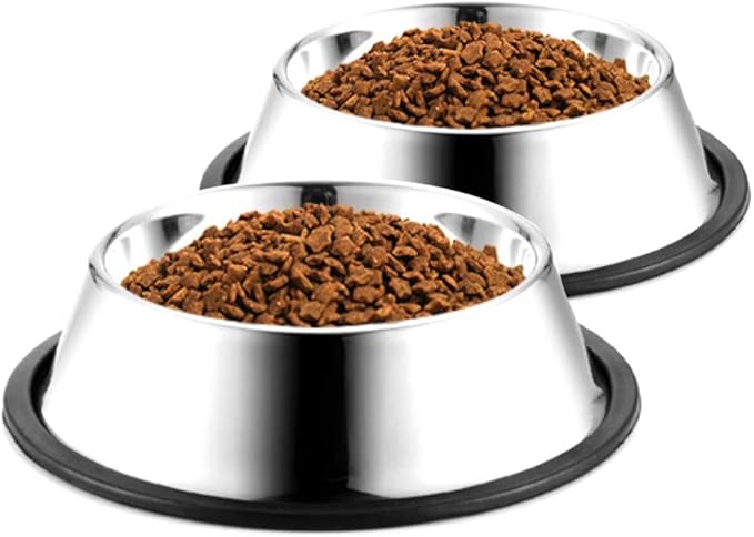 Stainless Steel Dog Bowls, 3.5 Cup/28oz Cat Bowl Water and Food with Rubber Base, Pet Bowls for Large Dogs, 2Pack