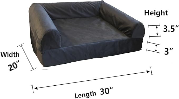 Dog Bed Cover with Bolster Grey Velvet for DIY 30 x 20 Inch Dog Beds