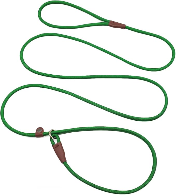 MayPaw Slip Lead Control Leash for Dogs No Pull, 13+ Colors Classic Dog Lead 7FT Pet Slip Leash, 1/4” Rope Leashes for Small Medium Animals (7ft*1/4", Dark Green)