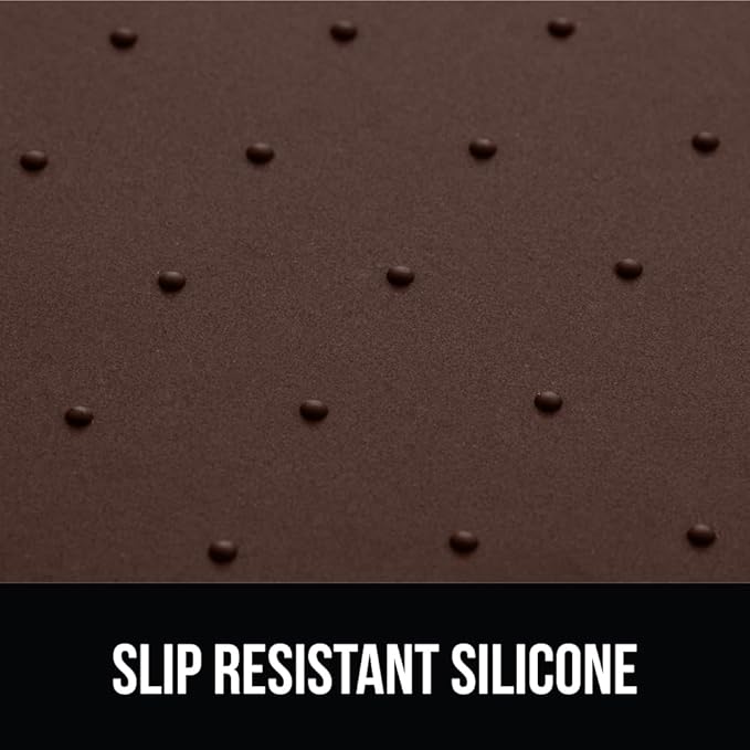 GORILLA GRIP 100% Waterproof Raised Edge BPA Free Silicone Pet Feeding Mat, Dog Cat Food Mats Contain Spills Protects Floors, Placemats for Cats and Dogs Water Bowl, Pets Accessories 16x10, Brown