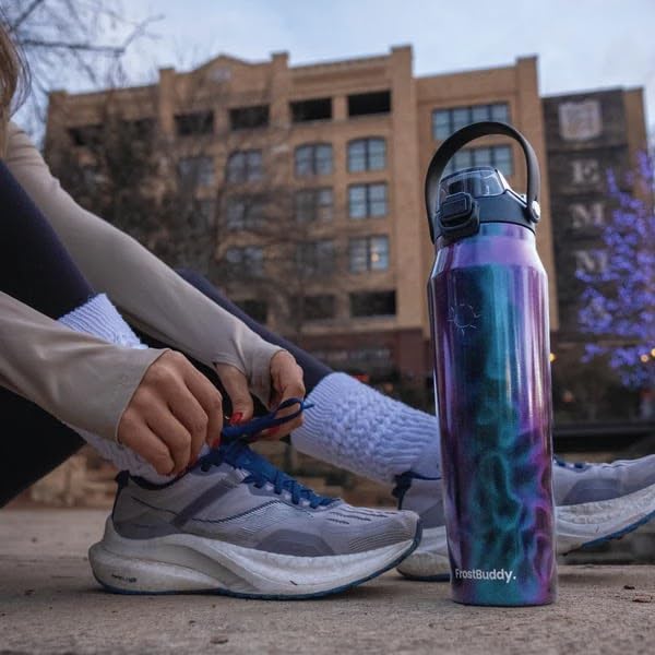 Frost Buddy 16oz Insulated Water Bottle with Straw & Chug Lid | Leak-Proof Stainless Steel | 24-Hours Cold | Sweat-Proof, Cup Holder Friendly | Ideal for Gym, Travel, Sports & Everyday Hydration