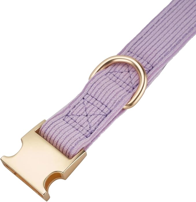 Soft Corduroy Fibric Dog Collar with High Grade Metal Buckle, for Small Dogs.(Purple,Small:10-15")