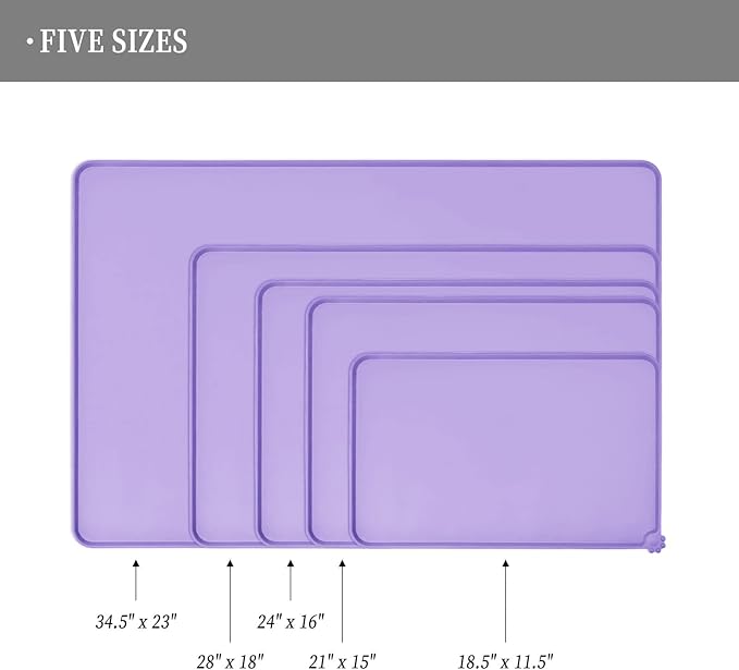 Waterproof Pet Feeding Mat with High Raised Edges, Heavier and Thicker Placemats for Cat Dog Water Bowl with BPA Free, Dogs Cats Food Mats for Messy Drinkers to Prevent Spill and Protect Floors