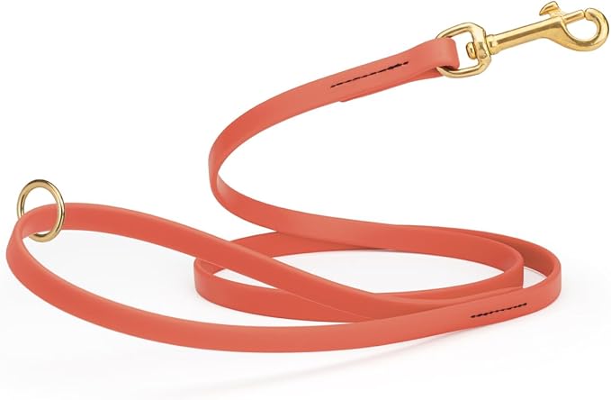 Viper Biothane K9 Working Dog Leash Waterproof Lead for Tracking Training Schutzhund Odor-Proof Long Line with Solid Brass Snap for Puppy Medium and Large Dogs 6ft, Coral
