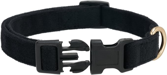 Soft Corduroy Fibric Dog Collar, Quick Side Release Buckle, for Large Dogs.(Black,Large:17-26")