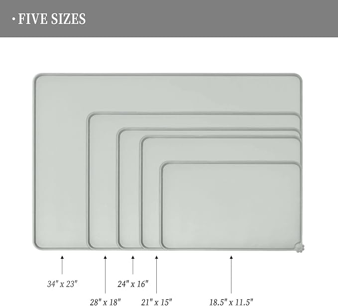 Waterproof Pet Feeding Mat with High Raised Edges, Heavier and Thicker Placemats for Cat Dog Water Bowl with BPA Free, Dogs Cats Food Mats for Messy Drinkers to Prevent Spill and Protect Floors