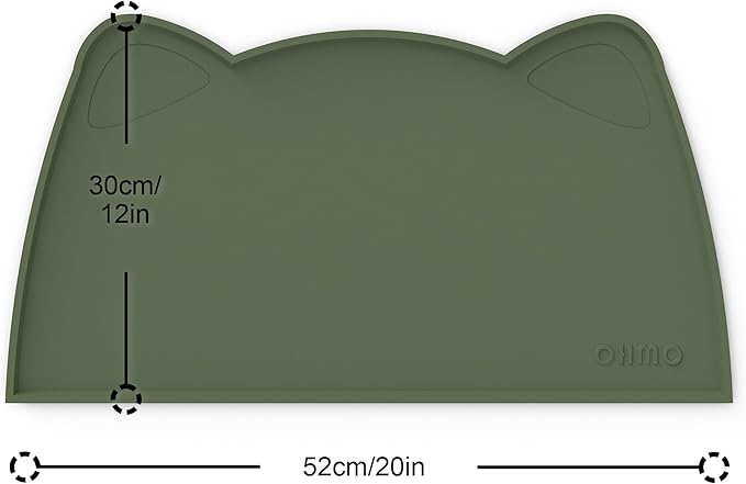 OHMO - Cat Food Mat, Silicone Pet Feeding Mat for Floor Non-Skid Waterproof Dog Water Bowl Tray, Easy to Clean Pet Placemat