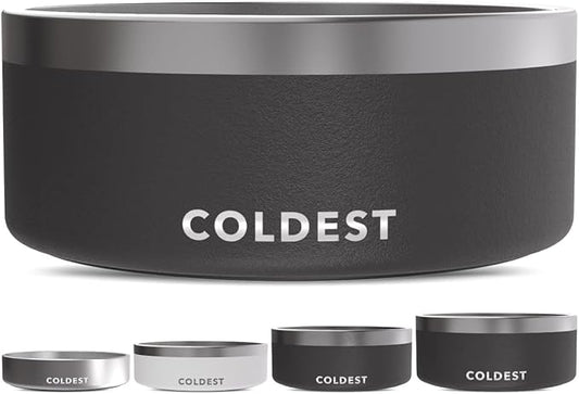 Coldest Dog Bowl - Anti Rust Metal, Non Slip, 3 Layers Insulated Stainless Steel Dog Bowls - Spill Proof & Heavy Duty - Water Bowl for Dogs, Cats & Pets, Dish Washer Safe (100 oz, Stealth Black)