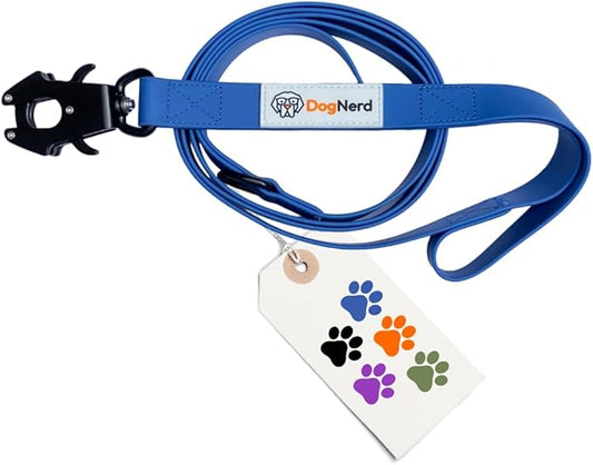6ft Royal Blue Dual Handle Silicone Tactical Dog Leash for Medium, Large, Giant Breeds | Quick Release Carabiner| Coated Nylon Heavy Duty | Strong Puller | Training Leashes