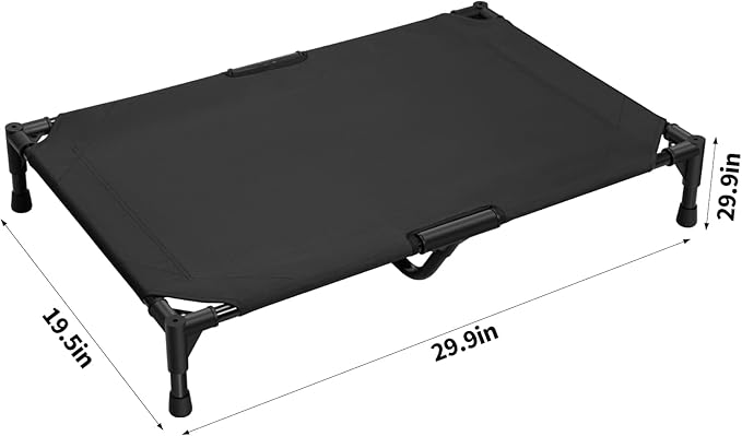 Love&go Elevated Dog Bed with Metal Frame, Cooling Raised Pet Cot for Dog and Cat (M - Black, Medium-29.9x19.5x5.5 inch)