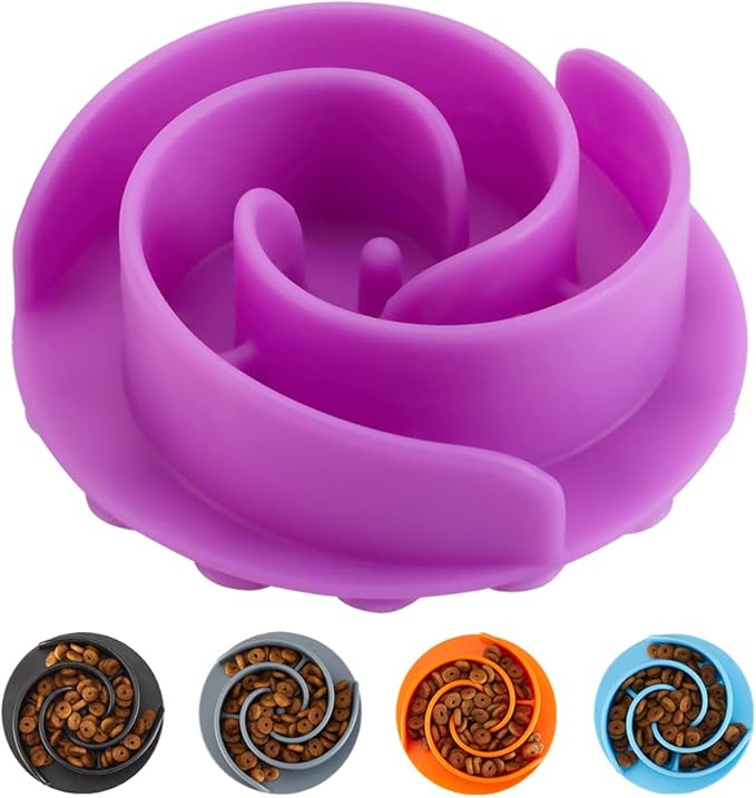 Slow Feeder Dog Bowls Insert, Animire Soft Silicone Slow Eating Dog Food Bowl for Small, Medium and Large Dogs, Compatible with Regular and Elevated Bowls
