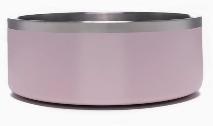 4Knines Stainless Steel Dog Bowl – Heavy Duty Non-Slip Large Pet Food and Water Bowl for Dogs and Puppies, Double-Walled, Spill Resistant, Rust Proof, Easy Clean, 64oz Capacity - Pink