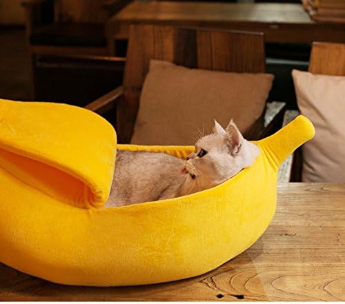 Petgrow · Cute Banana Cat Bed House Large Size, Christmas Pet Bed Soft Warm Cat Cuddle Bed, Lovely Pet Supplies for Cats Kittens Rabbit Small Dogs Bed,Yellow