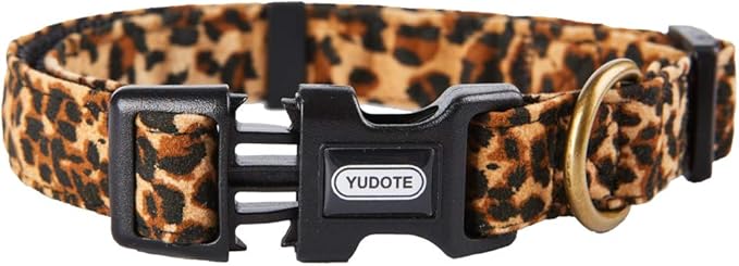 Fashion Leopard Dog Collar Premium Fabric Soft and Comfortable for Puppy,Middle and Big Dogs(Neck:12-18")