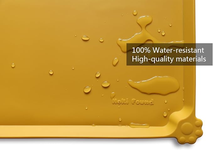 Hoki Found Silicone Pet Food Mats Tray - Dog Pet Cat Feeding Mat - Waterproof Dog Cat Food Mats -Pet Water Mats for Carpet -Honey