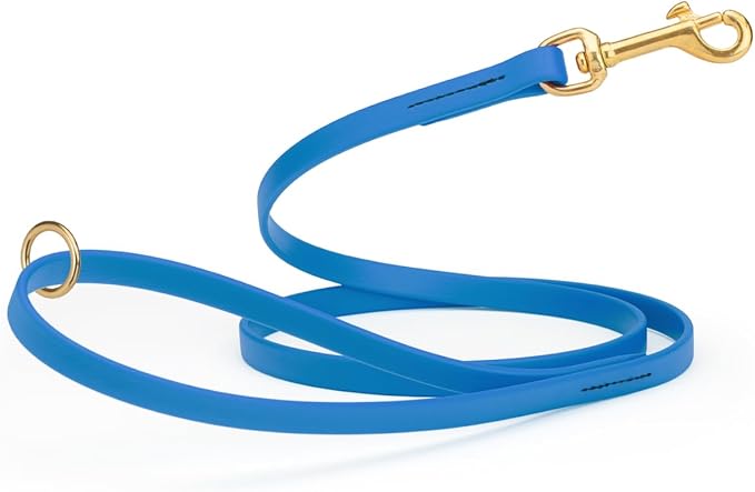 Viper Biothane K9 Working Dog Leash Waterproof Lead for Tracking Training Schutzhund Odor-Proof Long Line with Solid Brass Snap for Puppy Medium and Large Dogs 4ft, Cerulean Blue