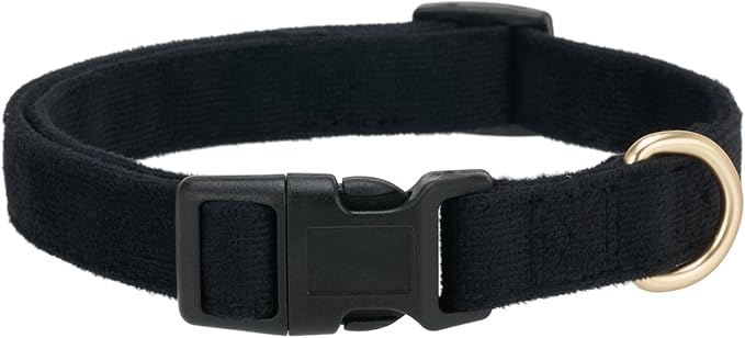 Soft Corduroy Fibric Dog Collar, Quick Side Release Buckle, for Large Dogs.(Black,Large:17-26")