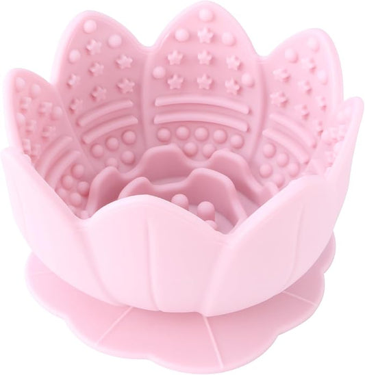 Silicone Dog Slow Feeder Lick Bowl，Slow Feeder Bowls for Small Medium Breed Dogs，Dog Freeze Bowl with Suction Cups，Interactive Puzzle Toy (Pink, Small)