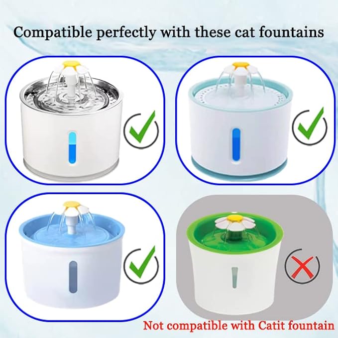 4/12/16 Pack Cat Water Fountain Filters, Cirfifth Triple Filtration System Pet Cat Fountain Filter Replacement for 84oz/2.5L Automatic Cat Fountain (16 Pack)
