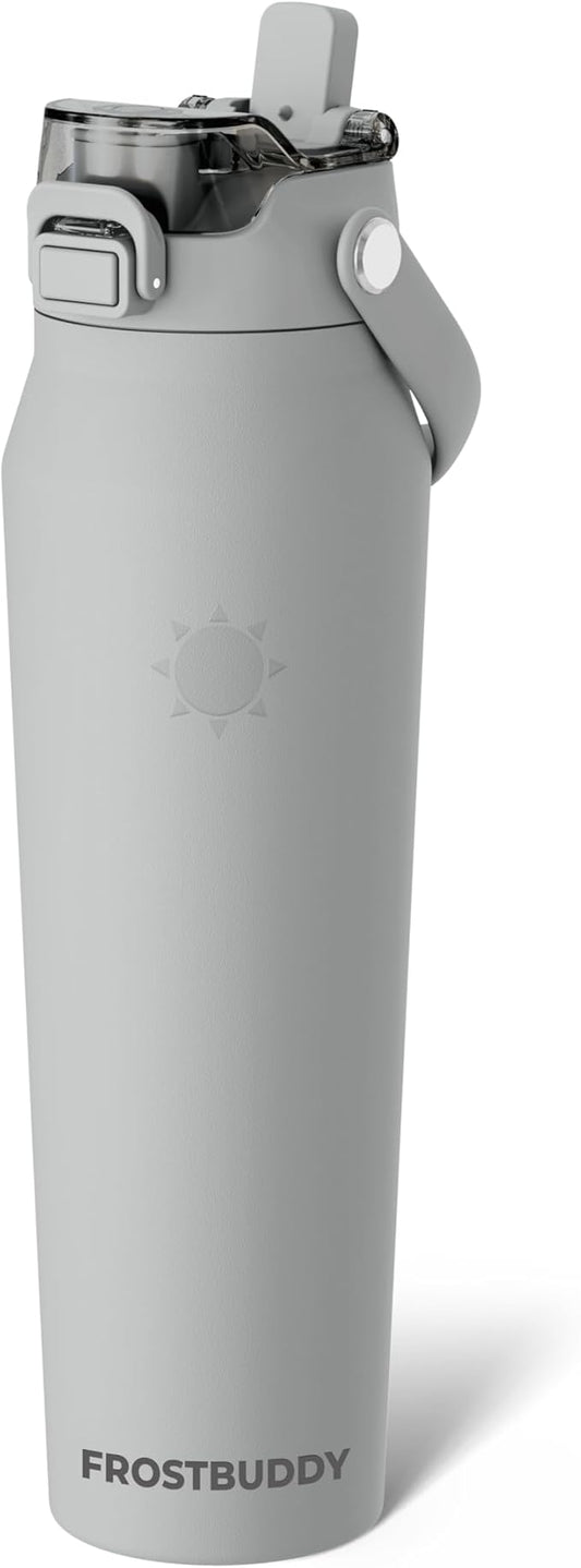 Frost Buddy 32oz Insulated Water Bottle with Straw & Chug Lid | Leak-Proof Stainless Steel | 24-Hours Cold | Sweat-Proof, Cup Holder Friendly | Ideal for Gym, Travel, Sports & Everyday Hydration