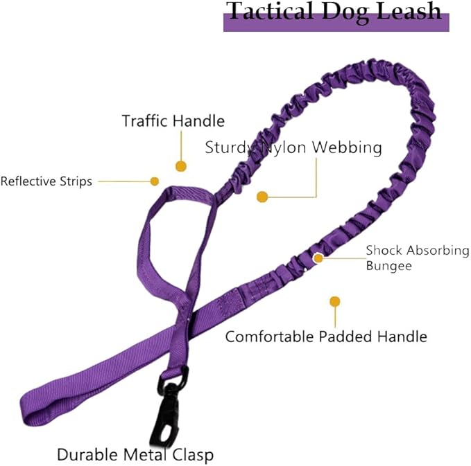 Xqpetlihai Tactical Dog Collar with Airtag Holder Waterproof Airtag Dog Collar with Control Handle and Metal Buckle(DeepPurple，M