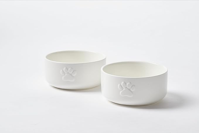 Premium Adjustable Height Ceramic Elevated Dog Bowl Set — Modern Ergonomic Raised Feeder for Small to Large Dogs | Luxury Non-Slip Tilted Stand, Easy to Clean Pet Feeding Station (White)