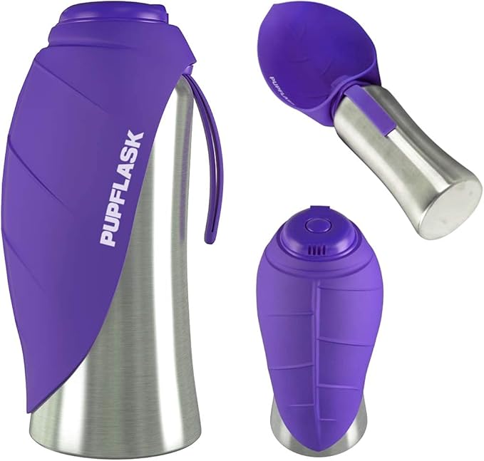 PupFlask Large Dog Water Bottle | 27 or 40 OZ Stainless Steel | Convenient Dog Drink Dispenser | Puppy Travel Water Bowl | Portable Pet Hydration Bottle | Leak Proof | Perfect Size For All Breeds