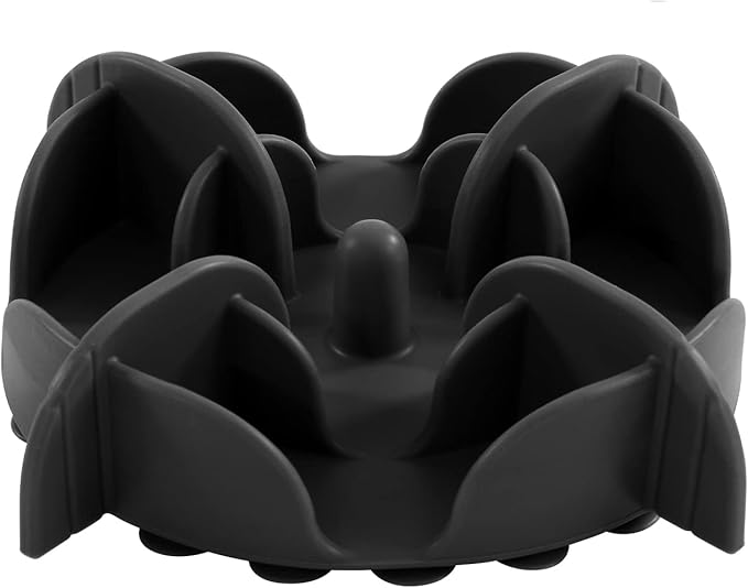 Jaoul Slow Feeder Dog Bowls Insert, 5.4 Inch Cuttable Slow Feeder Insert with 17 Octopus Suction Cups for Small Size Dog Food Bowl (Small, Black)