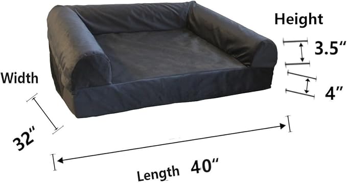 Washable Dog Bed Replacement Cover with Bolster 40 x 32 Inch