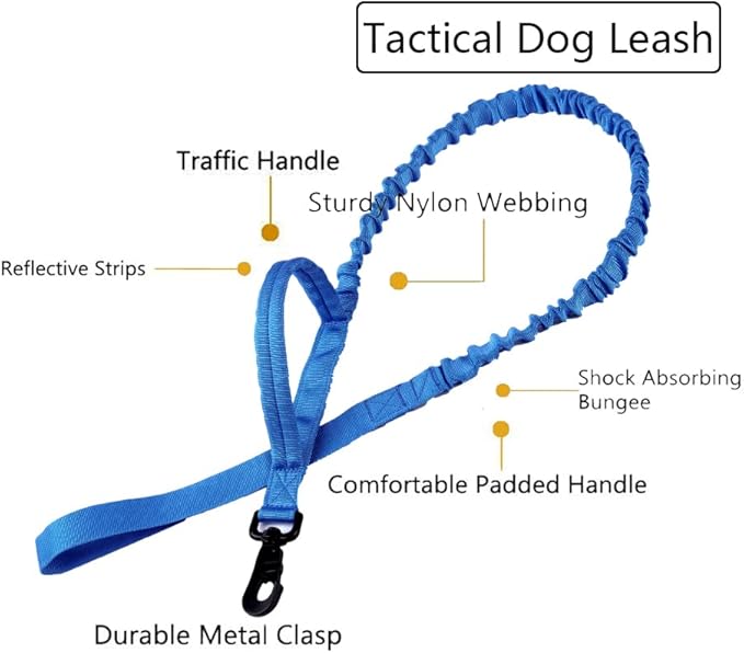 Xqpetlihai Tactical Dog Collar and Leash Set Adjustable Military Nylon Dog Collar with Control Handle and Heavy Duty Metal Buckle for Large Dogs（Dark Blue S
